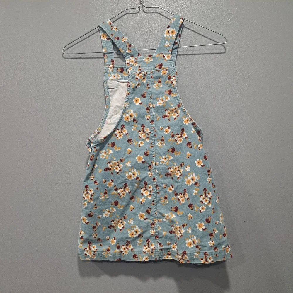 Tahari Girls Blue Floral Corduroy Jumper Dress Sleeveless Overall Size‎ 7